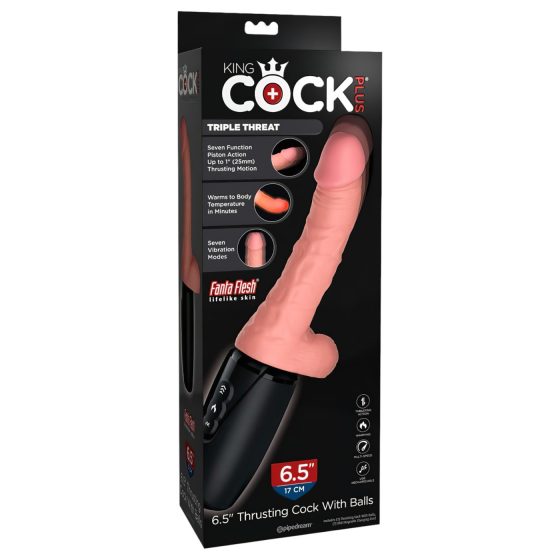 King Cock Plus 6.5 Realistic Vibrating Dildo with Balls - Natural"