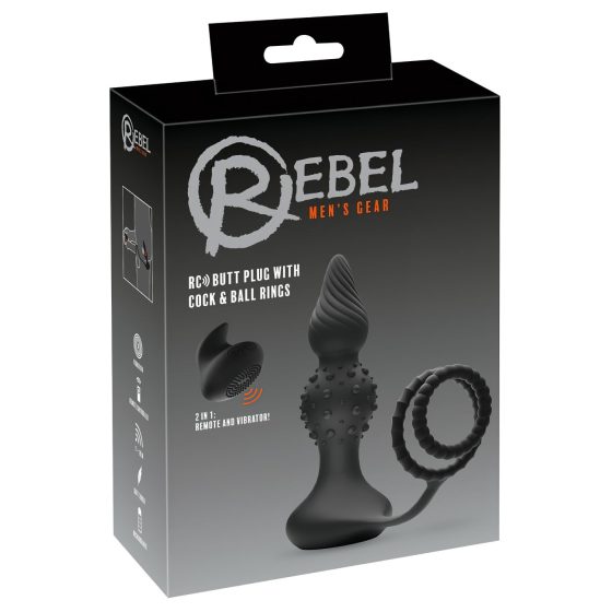 Rebel 2-in-1 - Rechargeable Radio-Controlled Ring & Anal Vibrator (Black)