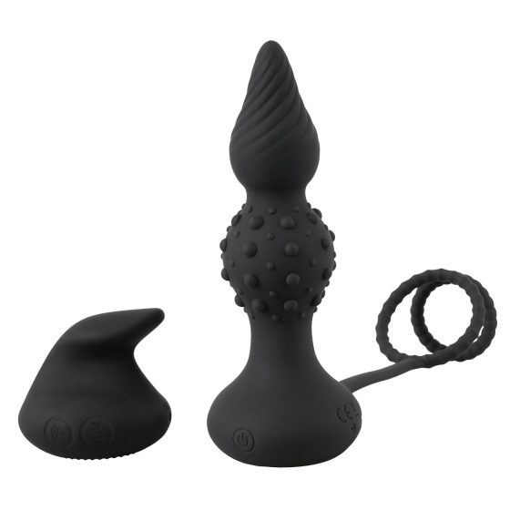 Rebel 2-in-1 - Rechargeable Radio-Controlled Ring & Anal Vibrator (Black)