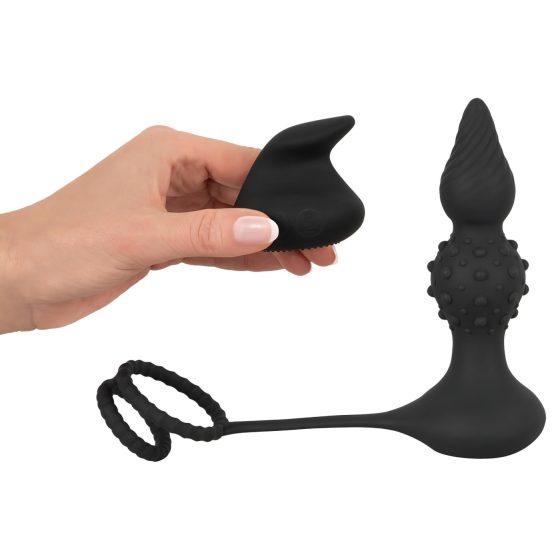 Rebel 2-in-1 - Rechargeable Radio-Controlled Ring & Anal Vibrator (Black)