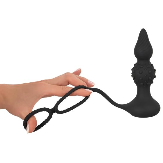 Rebel 2-in-1 - Rechargeable Radio-Controlled Ring & Anal Vibrator (Black)