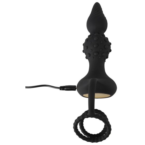 Rebel 2in1 - Rechargeable radio controlled anal vibrator with penis ring (black)