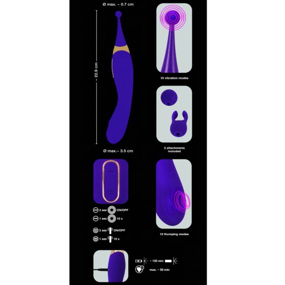 / Javida - 2-in-1 Rechargeable Clitoral Stimulator and Vibrator Set (Purple)