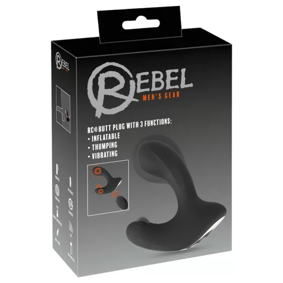 Rebel RC - Rechargeable Remote-Controlled Inflatable Black Anal Vibrator