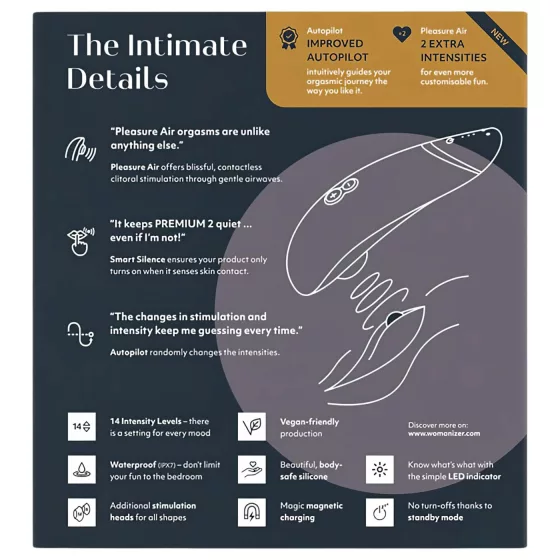 Womanizer Premium 2 - Air Pleasure Black Clitoral Stimulator