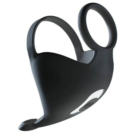 Rebel - Rechargeable Vibrating Ring & Stimulation Toy (Black)