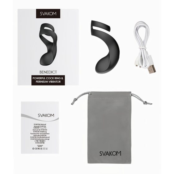 Svakom Benedict - Black Vibrating Penis Ring & Perineum Stimulator