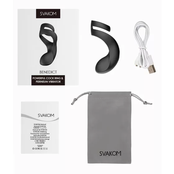 Svakom Benedict - Black Vibrating Penis Ring & Perineum Stimulator