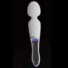   Liaison Wand - rechargeable, silicone-glass LED vibrator (translucent white)