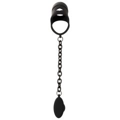 Black Velvet - silicone penis cage with anal dildo (black)