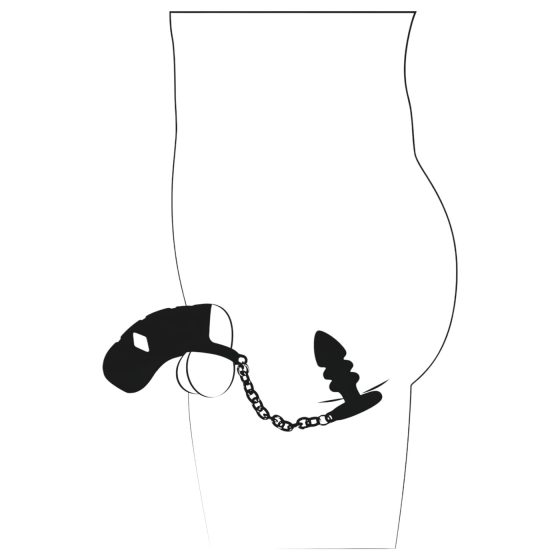 Black Velvet - Silicone Chastity Cage with Anal Plug (Black)
