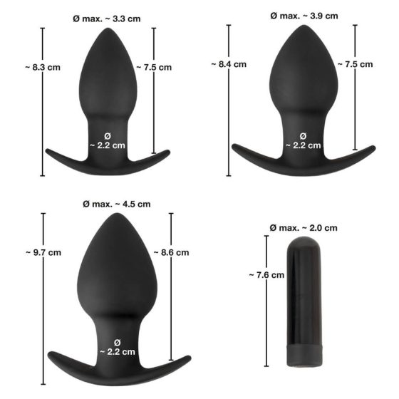 Black Velvet - Rechargeable anal vibrator set - 3 pieces (black)