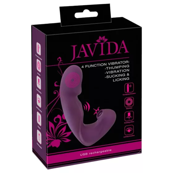 Javida - 4‑in‑1 tongue clitoral vibrator (purple)
