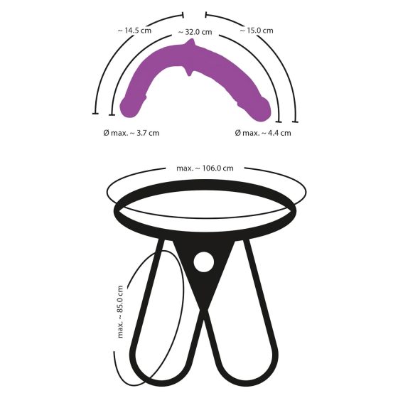 SMILE - Adjustable Double Dildo with Base (Purple-Black)