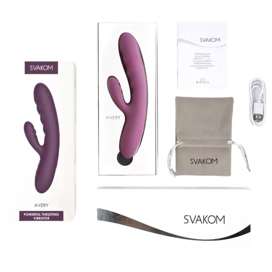 Svakom Avery - Rechargeable Thrusting Vibrator with Clitoral Arm (Purple)