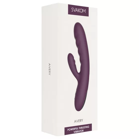 Svakom Avery - Rechargeable Thrusting Vibrator with Clitoral Arm (Purple)