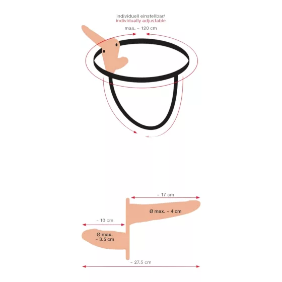 You2Toys - Strap-On Duo Vibrator - Natural