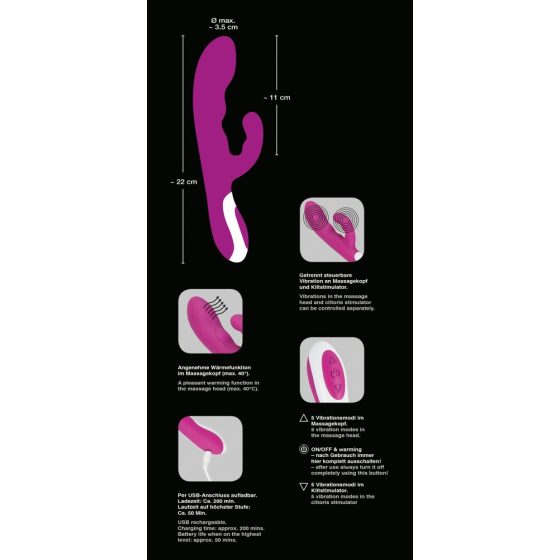 Javida - Rechargeable, heated clitoral vibrator (blackberry)