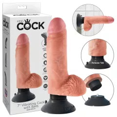 King Cock 7 Suction Cup Vibrator (18 cm) - Natural"