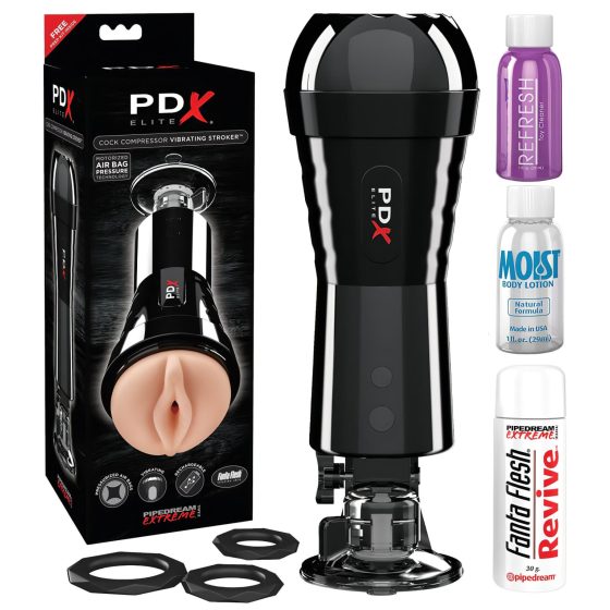 PDX Cock Compressor - Suction & Vibrating Masturbator (Black)