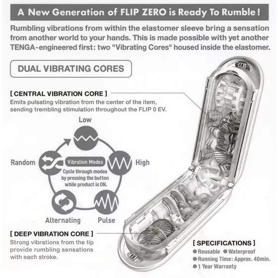 TENGA Flip Zero - vibrating masturbator (white)