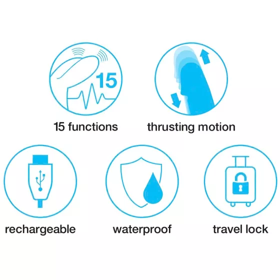 Happyrabbit Thrusting - Rechargeable Thrusting Rabbit Vibrator (Pink)