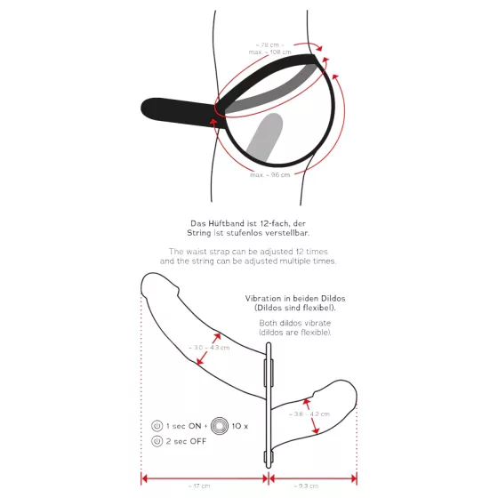 Double Thruster - Strap-On Dual Vibrator (Black)