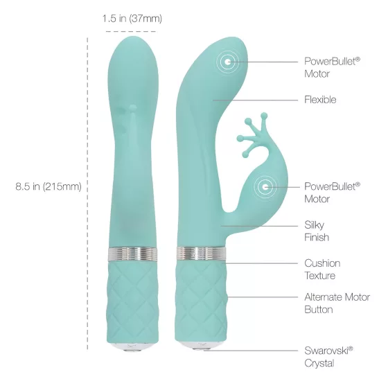 Pillow Talk Kinky - Rechargeable Dual Motor G-Spot Vibrator (Turquoise)