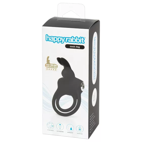 Happyrabbit Cock - Waterproof Rechargeable Penis & Testicle Ring (Black)