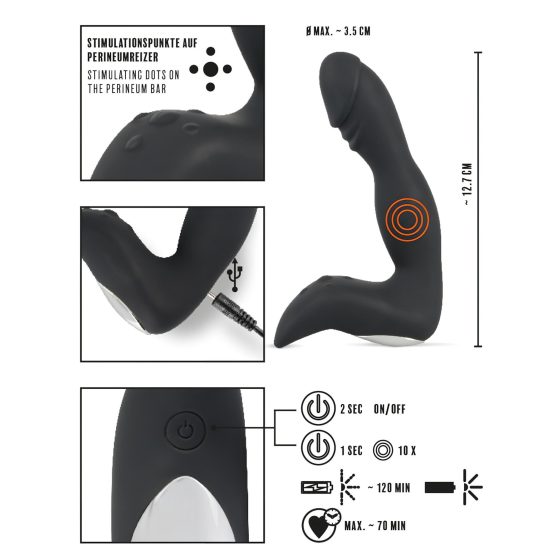 Rebel - Rechargeable Prostate Massager with Shaft (Black)