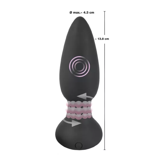Black Velvet - Rotating Beaded Anal Vibrator (Black)