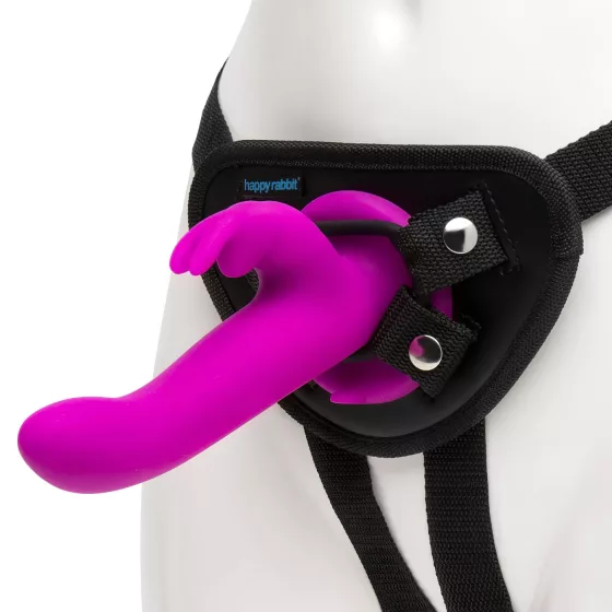 Happyrabbit Strap-On - rabbit-style strap-on vibrator with clitoral arm (purple)