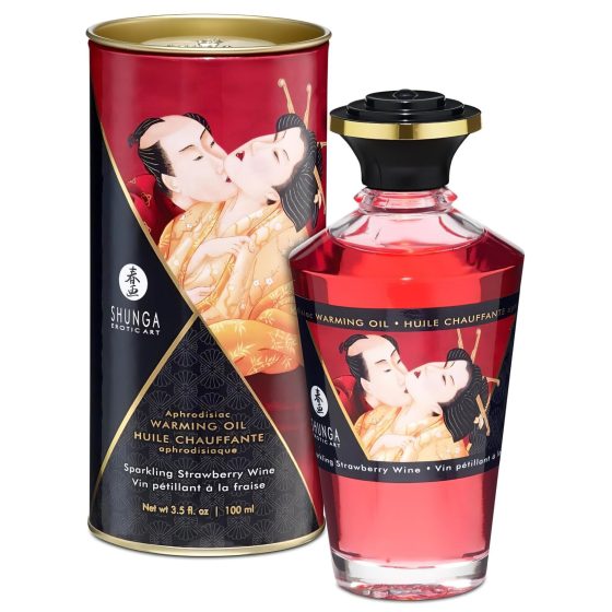 Shunga - Warming Massage Oil - Champagne Strawberry (100ml)