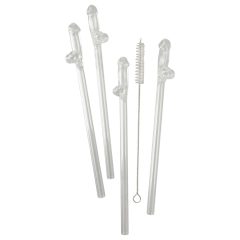Straw Willy - Fun Penis-Shaped Straws - Clear Set (4 Pack)
