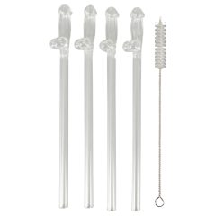 Straw Willy - Fun Penis-Shaped Straws - Clear Set (4 Pack)