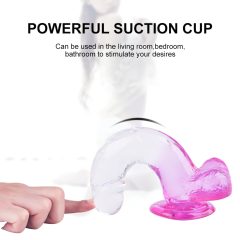 Sunfo - Suction Cup Dildo with Balls - 22cm (Clear Purple)