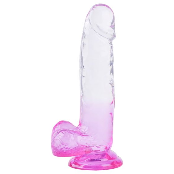 Sunfo - Suction Cup Dildo with Testicles - 22cm (Transparent Purple)