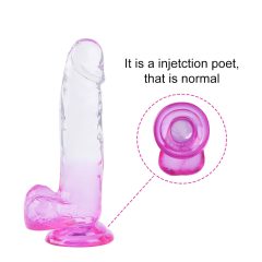 Sunfo - Suction Cup Dildo with Balls - 22cm (Clear Purple)