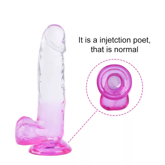 Sunfo - Suction Cup Dildo with Balls - 22cm (Clear Purple)
