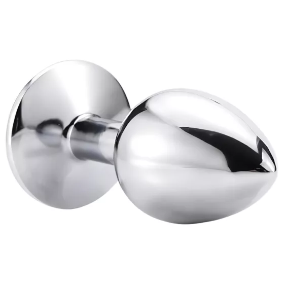 Sunfo - Metal Anal Plug with White Gem (Silver)
