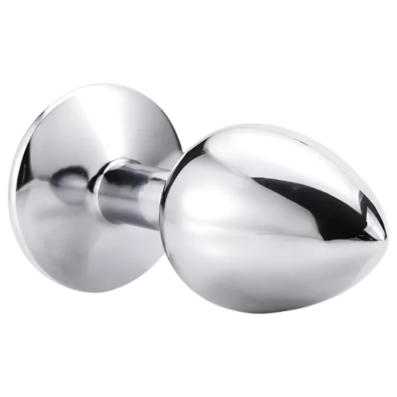 Sunfo - Metal Anal Plug with Pink Gem (Silver)