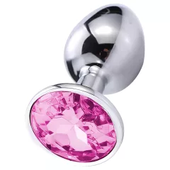 Sunfo - Metal Anal Plug with Pink Gem (Silver)