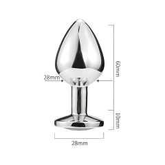 Sunfo - Metal Anal Plug with Pink Gem (Silver)