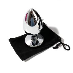 Sunfo - Metal Anal Plug with Pink Gem (Silver)
