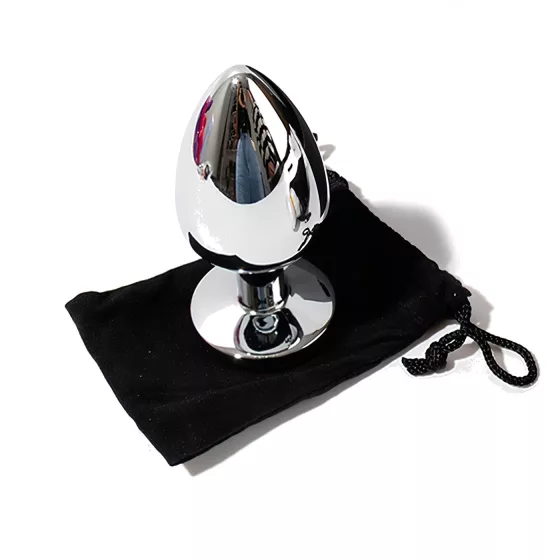 Sunfo - Metal Anal Plug with Pink Gem (Silver)