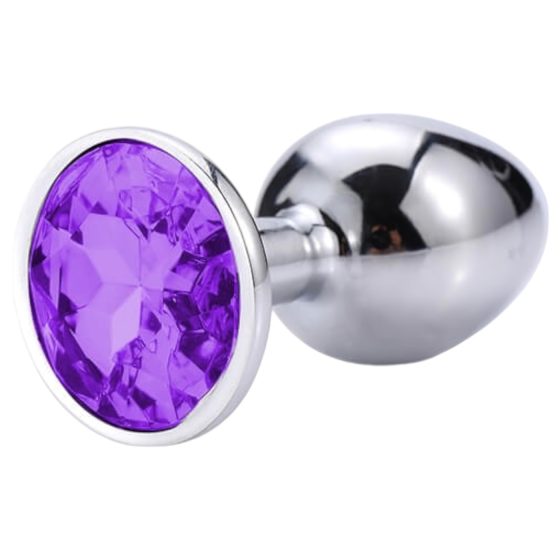 Sunfo - Metal Anal Plug with Purple Gem (Silver)
