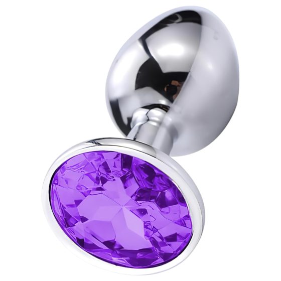 Sunfo - Metal Anal Plug with Purple Gem (Silver)