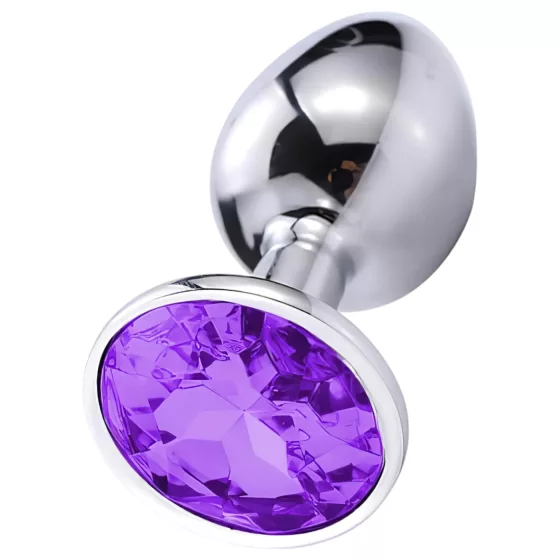 Sunfo - Silver Anal Plug with Purple Gem