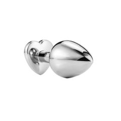   Sunfo - metal anal dildo with heart-shaped stone (silver-white)