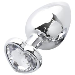 Sunfo - Heart Gem Metal Anal Plug (Silver-White)